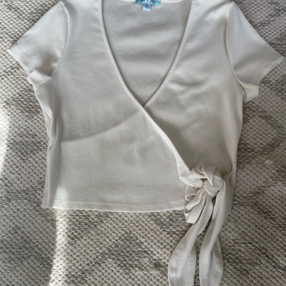 She + Sky Cropped, Open in front with Tie at waistline.